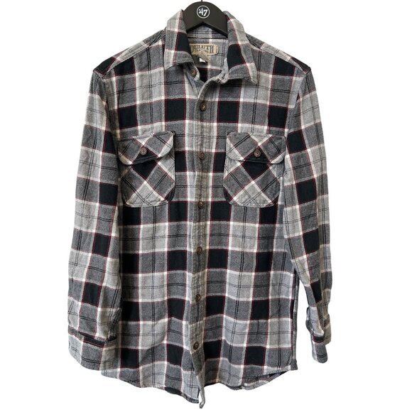 Duluth Trading Co Flannel Shirt Size Medium Button Up Plaid Long Sleeve Trim Fit - Picture 1 of 6